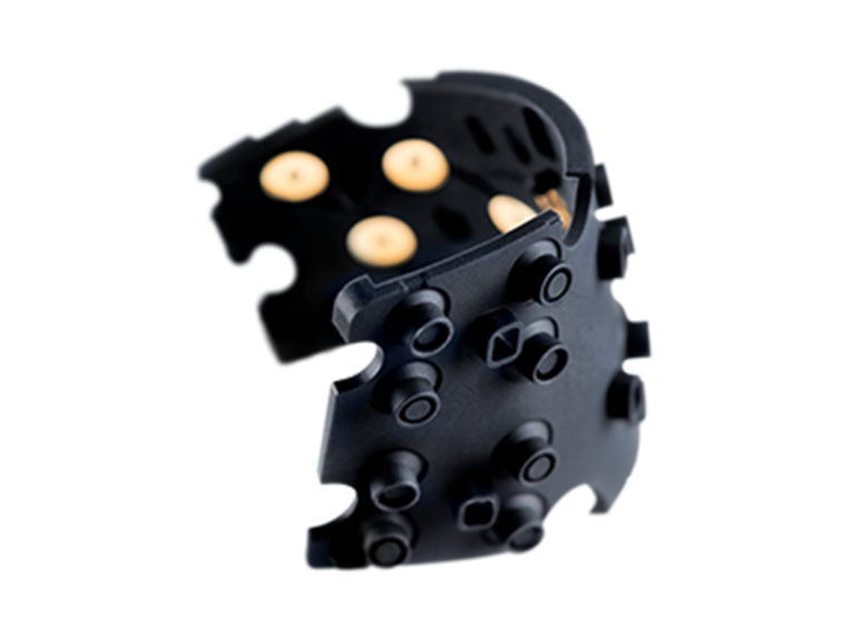 to the U bent black silicone keypad with gold metal domes represents the Sateco product category switch pad systems