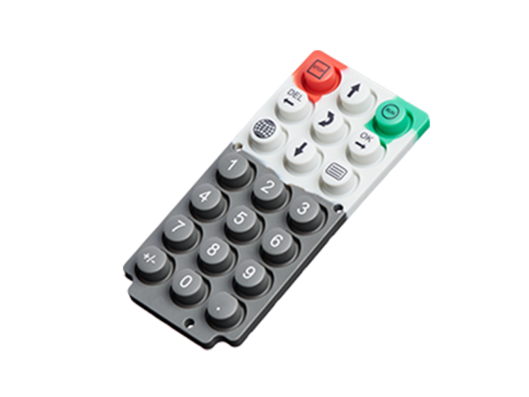 multicolor silicone keypad with labeled fields for remote control