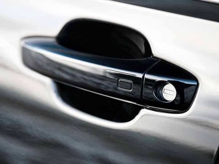 close-up of a door handle of a car