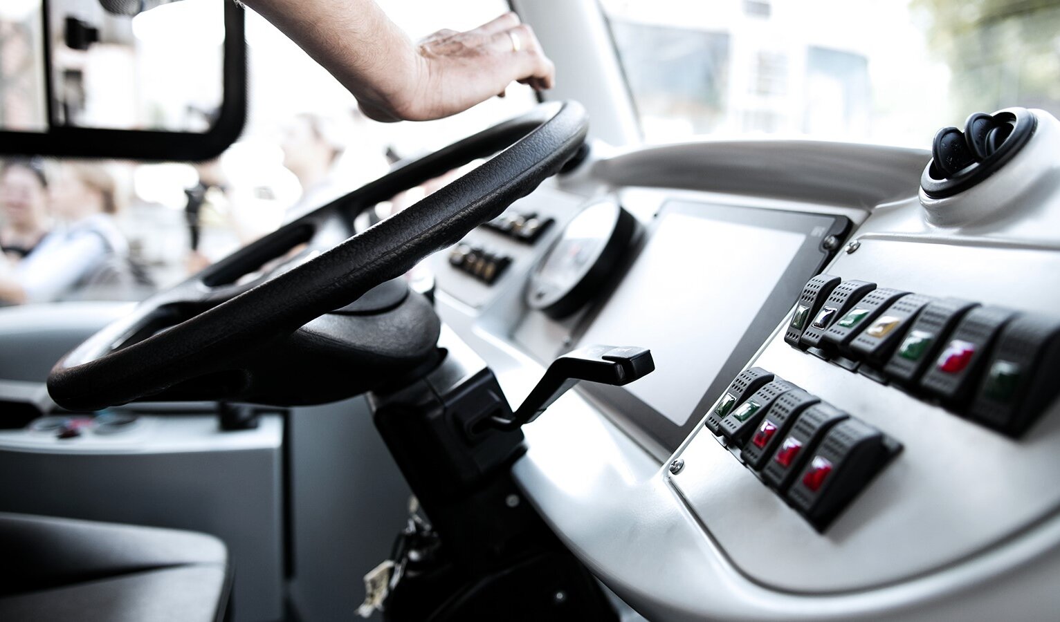 close-up of a control panel in a truck